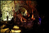 Visitor in large room. Carlsbad Caverns National Park, New Mexico, USA. (color)