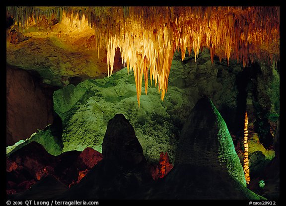 Stalactites in Big Room. Carlsbad Caverns National Park (color)