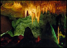 Stalactites in Big Room. Carlsbad Caverns National Park, New Mexico, USA. (color)