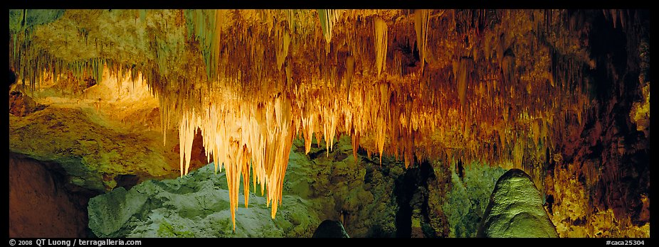 Cave roof with stalactites in Big Room. Carlsbad Caverns National Park (color)
