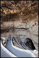 Tourist walking down natural entrance. Carlsbad Caverns National Park ( color)