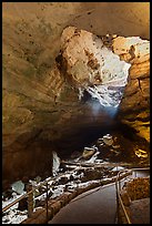 Walkway inside cave and natural entrance. Carlsbad Caverns National Park ( color)