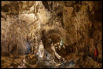 Big Room with a lone visitor at right facing the forest of formations. Carlsbad Caverns National Park ( color)