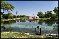 Rattlesnake Springs pond reflecting a historic adobe pumphouse and control structure. Carlsbad Caverns National Park ( color)