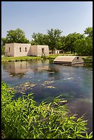 Low adobe service buildings beside the clear Rattlesnake Springs. Carlsbad Caverns National Park ( color)