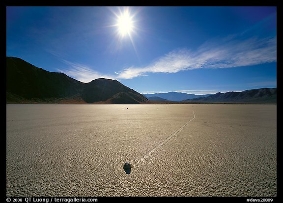 Moving rock on the Racetrack, mid-day. Death Valley National Park (color)
