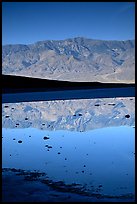Panamint range reflected in pond at Badwater, early morning. Death Valley National Park, California, USA.