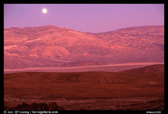 Moonrise over the Panamint range. Death Valley National Park (color)