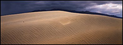 Dune and mountain in stormy weather. Death Valley National Park (Panoramic color)