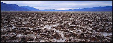 Lumpy salt surface, Devil's Golf Course. Death Valley National Park (Panoramic color)