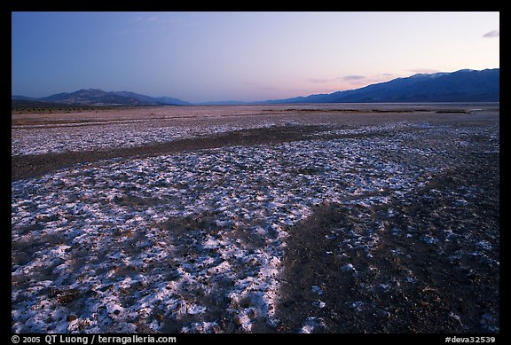 Salt formations on Valley floor, dusk. Death Valley National Park (color)