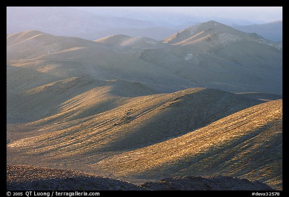 Tucki Mountains in haze of late afternoon. Death Valley National Park, California, USA.