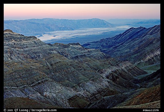 Canyon and Death Valley from Aguereberry point, sunset. Death Valley National Park (color)