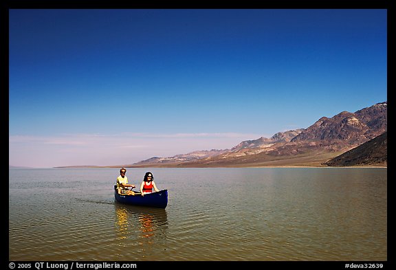 Canoe in Death Valley Lake in March 2005. Death Valley National Park (color)