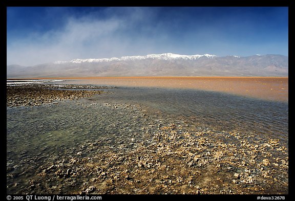 Salt formations on the shore of Manly Lake, morning. Death Valley National Park (color)