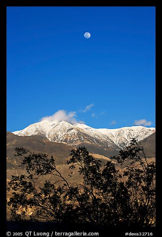 Moon and Panamint Range seen from the West. Death Valley National Park (color)