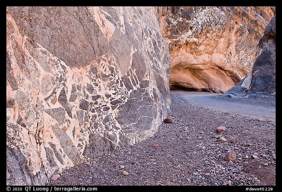 Patterned wall and road, Titus Canyon. Death Valley National Park (color)