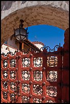 Gate, lamp, and arch, Scotty's Castle. Death Valley National Park, California, USA.
