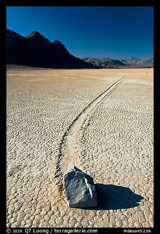 Sailing rock and travel groove on the Racetrack. Death Valley National Park (color)