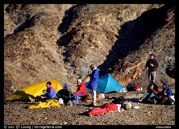 Group at backcountry camp. Death Valley National Park (color)