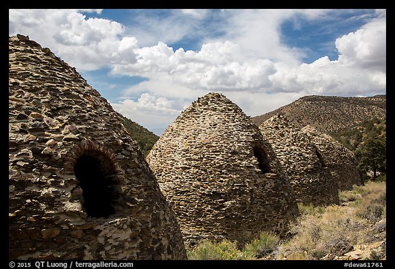 Wildrose Charcoal Kilns and clouds. Death Valley National Park (color)