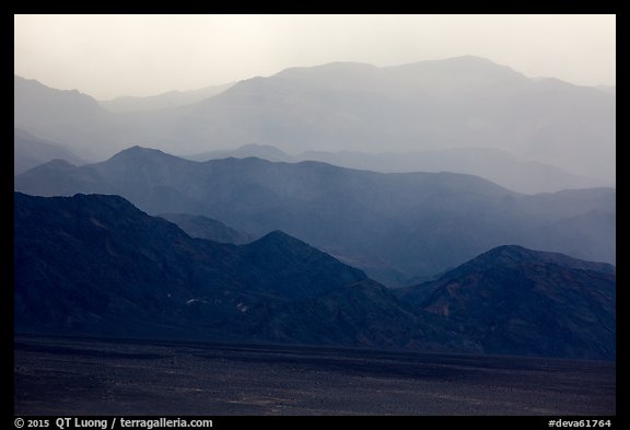 Mountains in the haze of sandstorm. Death Valley National Park (color)