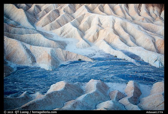 Badlands and wash at dawn, Zabriskie Point. Death Valley National Park (color)