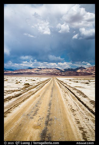 Straight road through Salt Pan. Death Valley National Park (color)