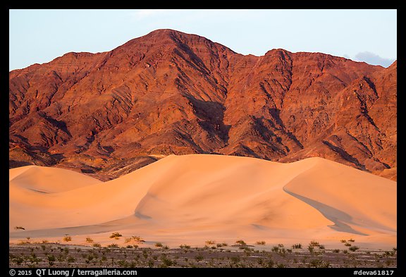 Ibex Dunes and Saddle Peak Hills at sunset. Death Valley National Park (color)