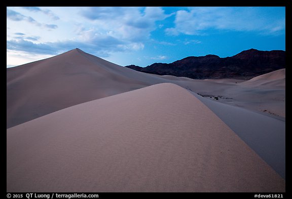 Ibex Sand Dunes and mountains at dusk. Death Valley National Park (color)