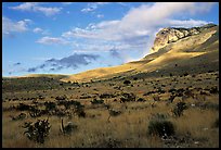 Flats and El Capitan, early morning. Guadalupe Mountains National Park, Texas, USA. (color)