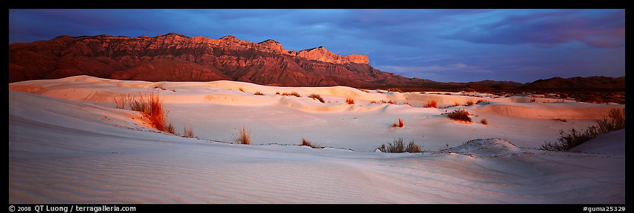 White gypsum dunes and Guadalupe range. Guadalupe Mountains National Park (color)