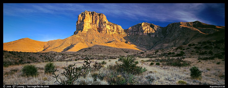 El Capitan rising above desert flats. Guadalupe Mountains National Park, Texas, USA.