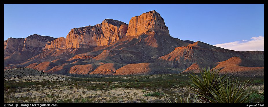 El Capitan cliffs at sunset. Guadalupe Mountains National Park (color)