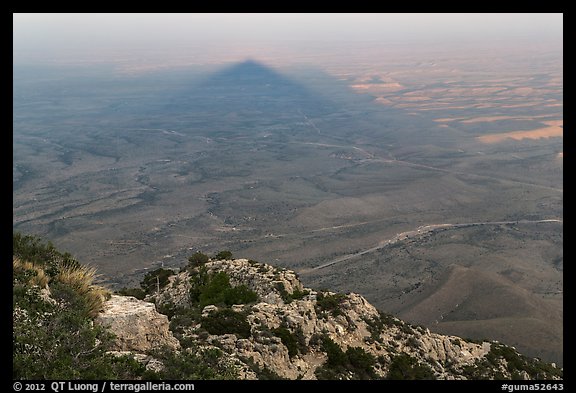 Shadow of Guadalupe Peak at sunset. Guadalupe Mountains National Park, Texas, USA.