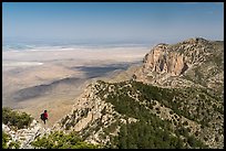 Park visitor looking, Guadalupe Peak. Guadalupe Mountains National Park ( color)