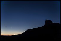 El Capitan profile and moon at dusk. Guadalupe Mountains National Park ( color)