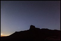 Stars above El Capitan at night. Guadalupe Mountains National Park ( color)