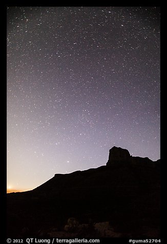 Starry sky and El Capitan. Guadalupe Mountains National Park (color)