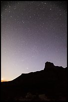 Starry sky and El Capitan. Guadalupe Mountains National Park, Texas, USA.