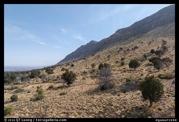 Guadalupe Mountains eastern escarpment from Dog Canyon. Guadalupe Mountains National Park (color)