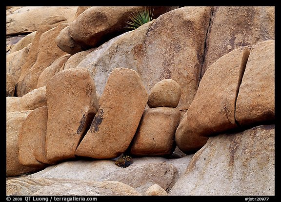 Stacked boulders in Hidden Valley. Joshua Tree National Park, California, USA.