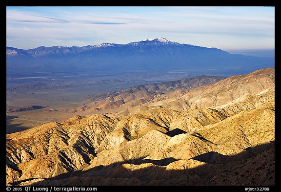 Valley and hills from Keys View, early morning. Joshua Tree National Park (color)