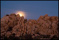 Moonset over rocks delimiting Hidden Valley. Joshua Tree National Park ( color)