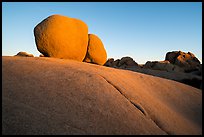 Twin boulders and crack at sunrise. Joshua Tree National Park ( color)