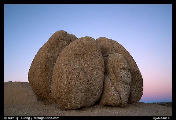 Group of boulders with sphynx head at dawn. Joshua Tree National Park (color)