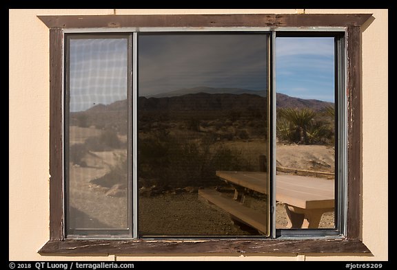 Window reflexion, Cottonwood visitor center. Joshua Tree National Park (color)