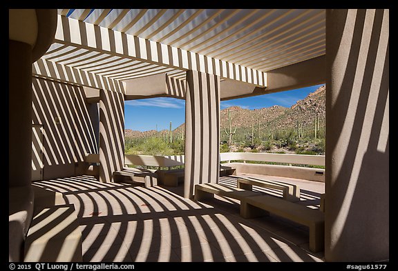 Red Hills Visitor Center patio and shadows. Saguaro National Park, Arizona, USA.