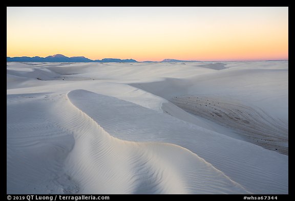 Gypsum sand dunes at sunset. White Sands National Park (color)