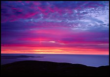 Clouds and Atlantic Ocean from Mt Cadillac at sunrise. Acadia National Park, Maine, USA.